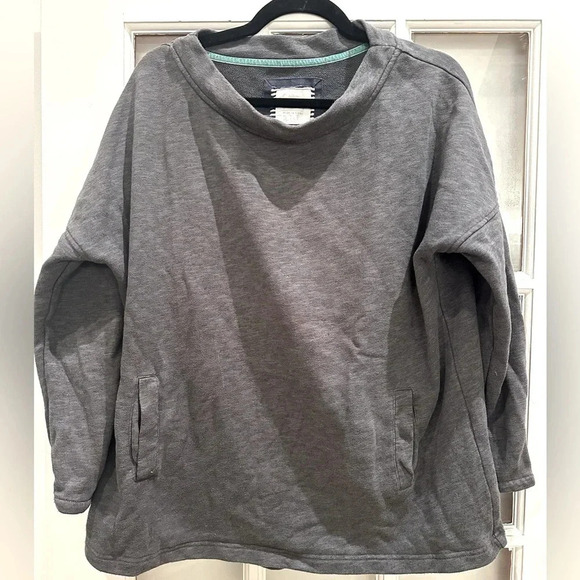 Boden Heathered Charcoal Grey Terry Pullover Sweatshirt Women’s Size 10 Medium - Picture 8 of 8